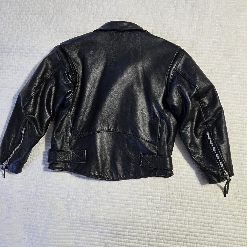 Kid's Harley Davidson Black Leather Thermal Lined Vintage Jacket Size 6 - Picture 3 of 14